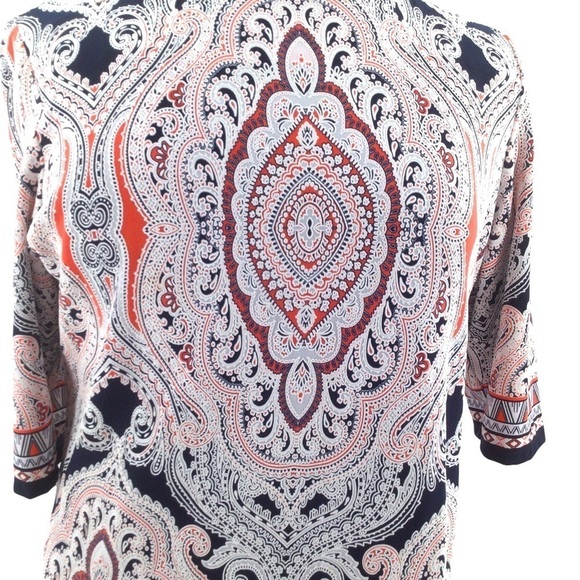 Isabel & Nina Black Burnt Orange and White Paisley Textured Shift Dress - Picture 5 of 12